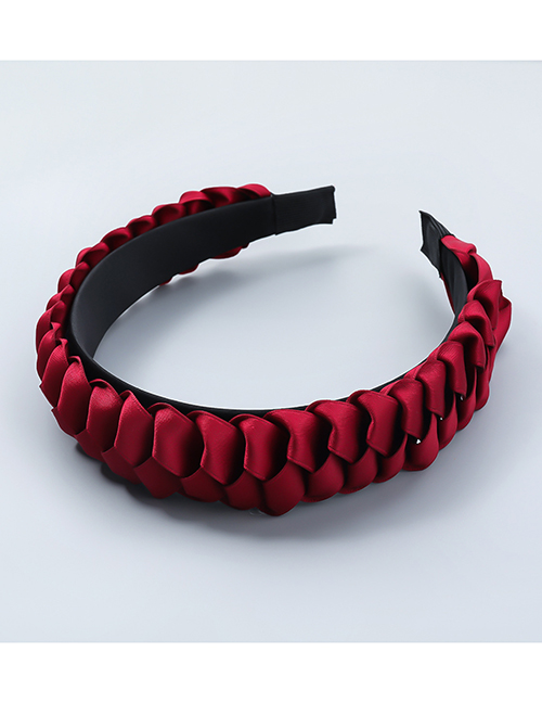 Fashion Red Pure Color Grosgrain Braided Braided Headband