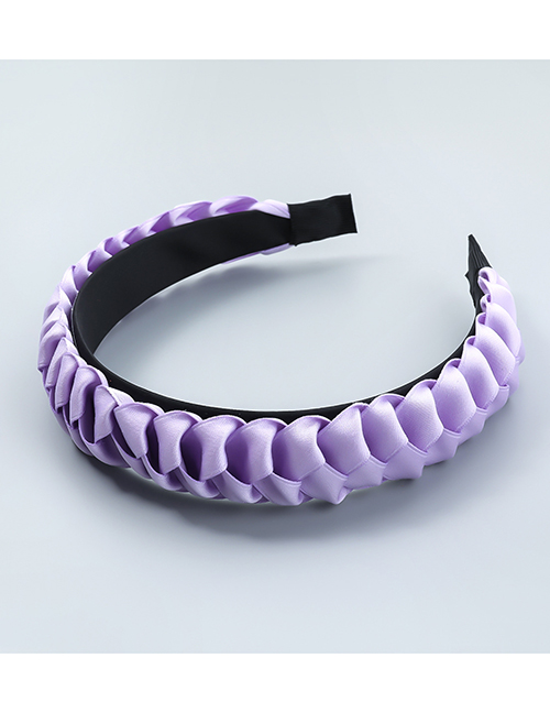 Fashion Purple Pure Color Grosgrain Braided Braided Headband