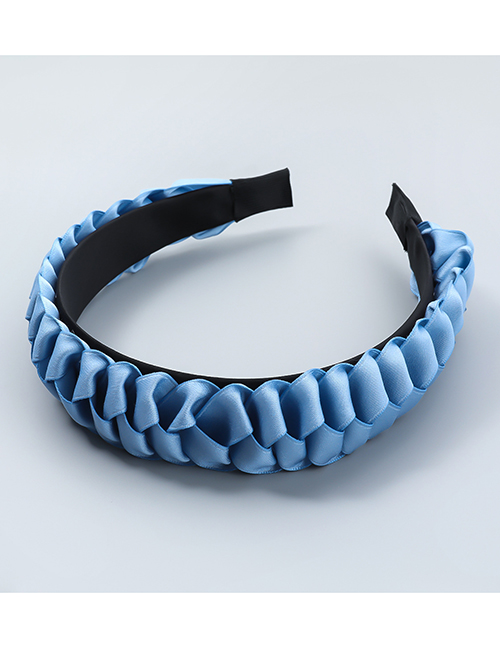 Fashion Blue Pure Color Grosgrain Braided Braided Headband
