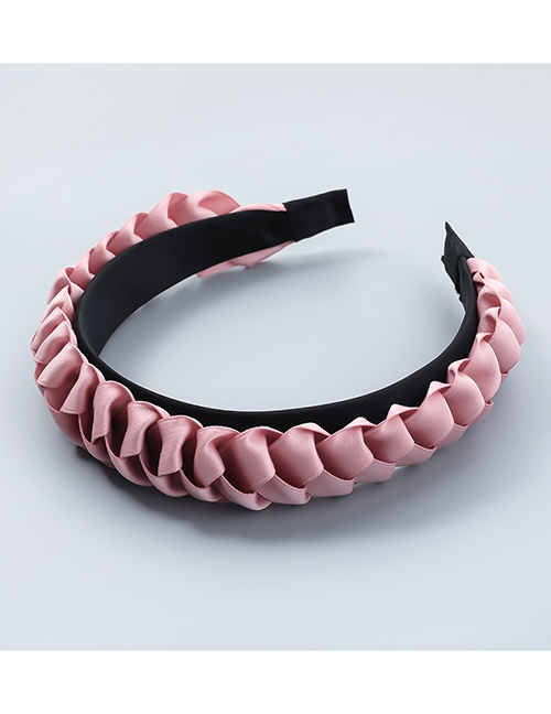 Fashion Pink Pure Color Grosgrain Braided Braided Headband