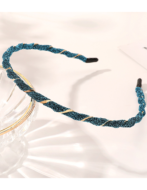 Fashion Bright Silk Yarn-hole Blue Shiny Silk Yarn Fine Metal Headband