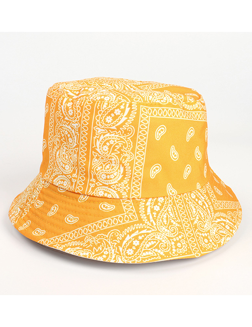Fashion Cashew Flower Yellow (white On The Reverse Side) Cashew Flower Fruit Print Leaf Sun Hat
