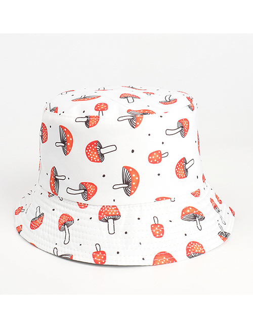 Fashion Mushroom White Fruit Cashew Flower Print Fisherman Hat