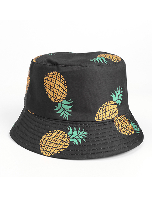 Fashion Pineapple Black Fruit Cashew Flower Print Fisherman Hat