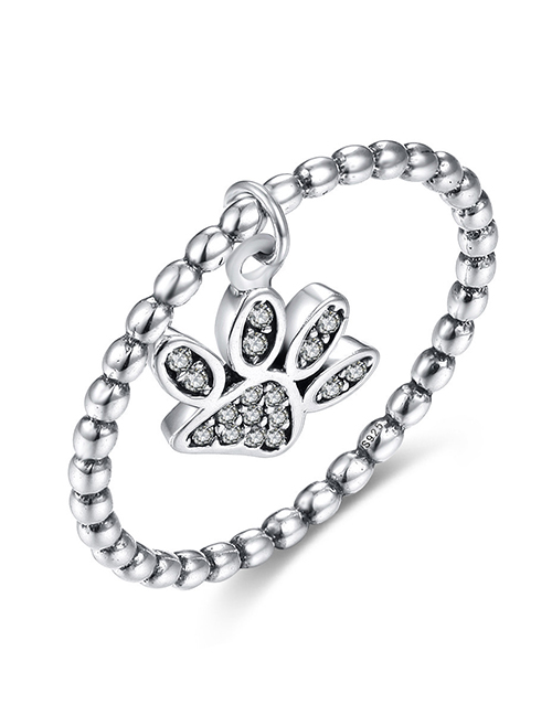 Fashion Silver Oxide Sterling Silver Dog Footprint Ring