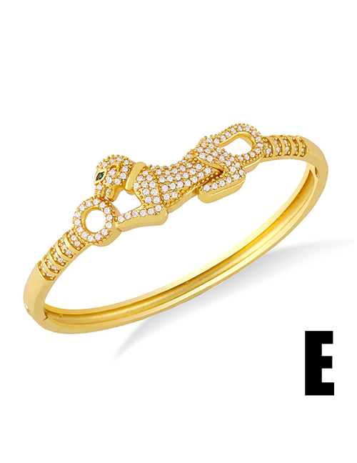 Fashion E Leopard Inlaid Zircon Gypsophila Nail Open Bracelet