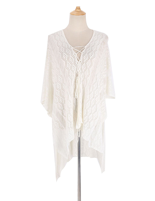 Fashion White Hollow Knitted Sun Protection Clothing