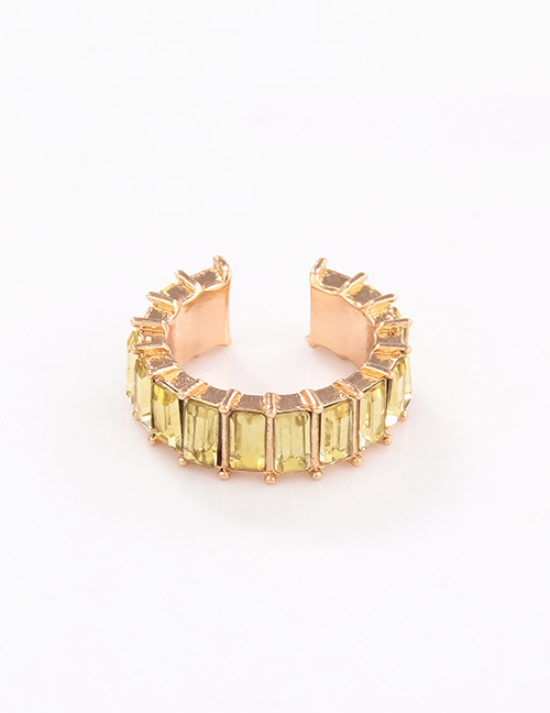 Fashion Yellow C-shaped Ear Clip With Colored Diamonds