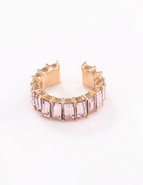 Fashion Pink C-shaped Ear Clip With Colored Diamonds