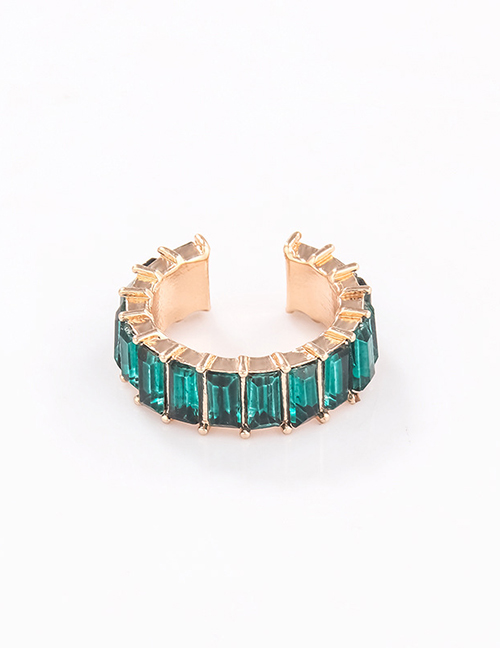 Fashion Dark Green C-shaped Ear Clip With Colored Diamonds