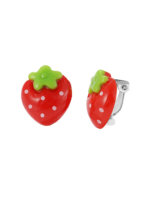 Fashion Strawberry Cartoon Acrylic Earrings Without Pierced Ears