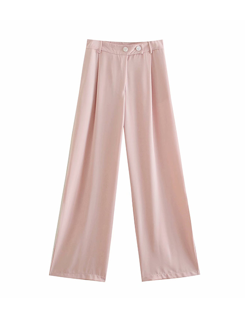 Fashion Pink Double-breasted Unisex Straight-leg Trousers