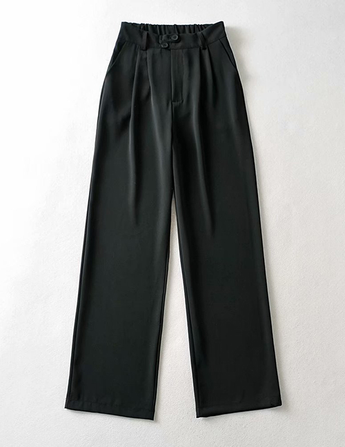 Fashion Black Solid Color Suit Straight-leg Pants