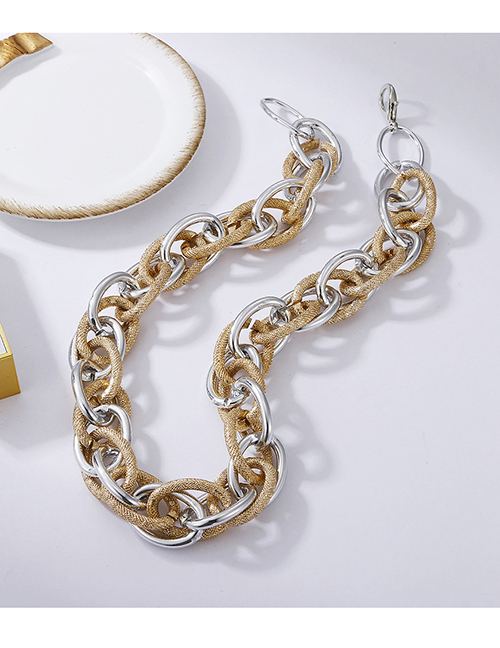 Fashion Gold And Silver Color Multilayer Necklace Frosted Acrylic Chain Twist Necklace