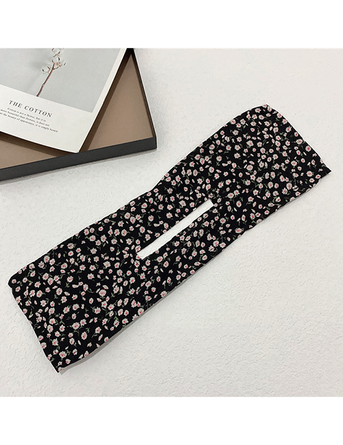 Fashion Small Floral Black Printed Bow Tie Hair Iron