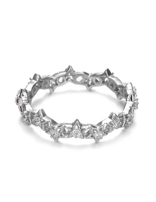 Fashion Silver Color Diamond Hollow Closed Ring
