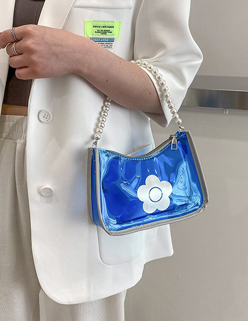 Fashion Light Blue Transparent Pearl Handbag