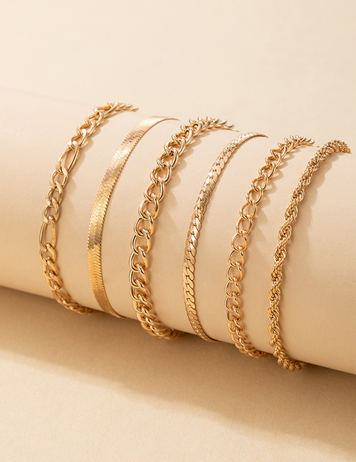 Fashion Gold Color Thick Chain Bracelet Set