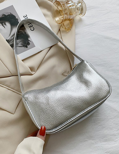 Fashion Silver Color Large Capacity Crescent Shoulder Handbag Under The Arm