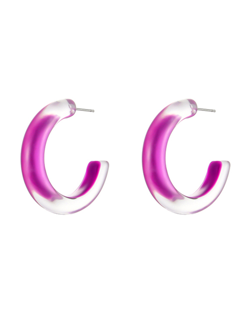 Fashion Purple Acrylic Resin C-shaped Earrings