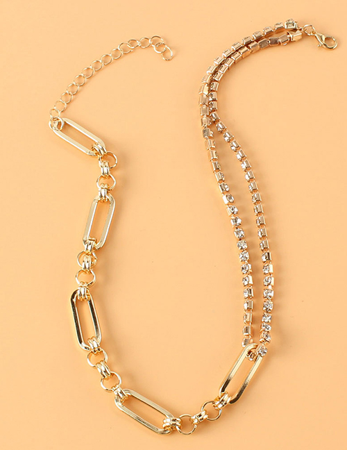 Fashion Gold Color Alloy Claw Chain Chain Diamond Necklace