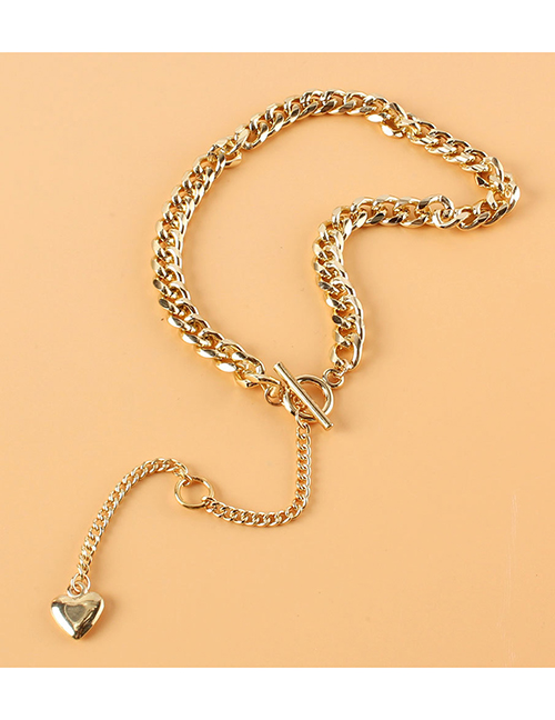 Fashion Gold Color Multilayer Alloy Peach Heart Chain Necklace