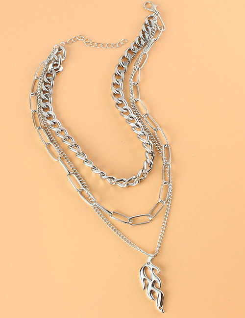 Fashion Silver Color Flame Chain Multilayer Necklace