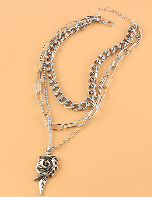 Fashion Silver Color Alloy Hot Wheel Chain Multilayer Necklace
