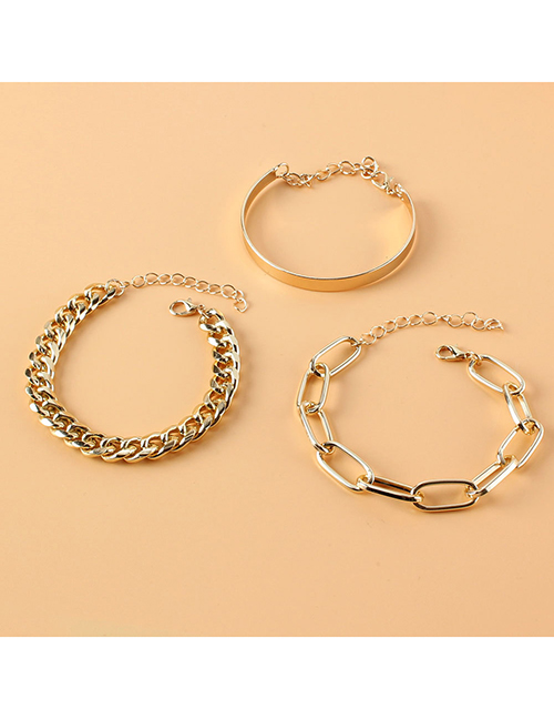 Fashion Gold Color Chain Multi-layer Alloy Bracelet Set