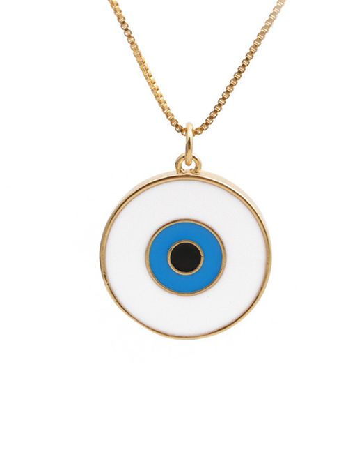 Fashion 6# Copper Zircon Devil's Eye Pendant Necklace
