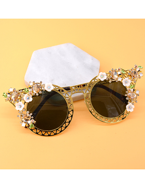 Fashion Golden Folding Flower Sunglasses