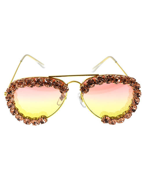Fashion Champagne Full Diamond Gradient Sunglasses