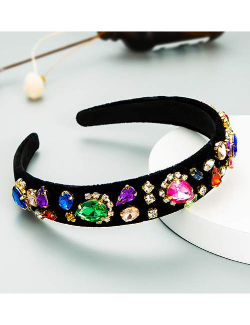 Fashion Drop Shape Geometric Drop Color Diamond Pearl Wide Brim Headband