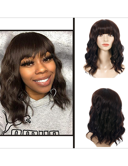 Fashion Brown-black Chemical Fiber Medium And Long Curly Hair Wig