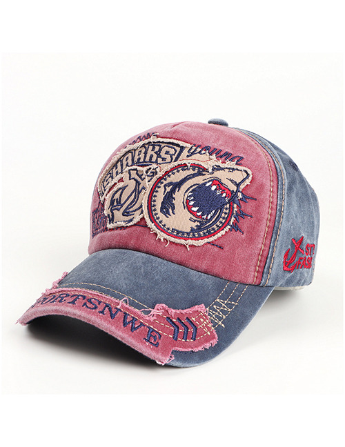 Fashion Navy Blue Wine Red Patch Embroidered Letter Sunhat