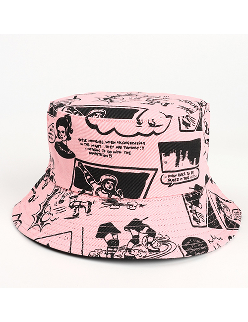 Fashion Pink Comic Cartoon Character Print Fisherman Hat