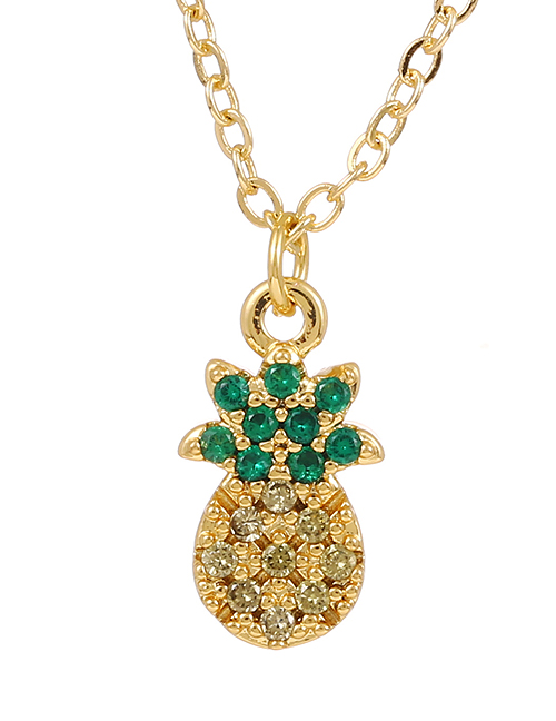 Fashion Golden Copper Inlaid Zircon Fruit And Plant Necklace