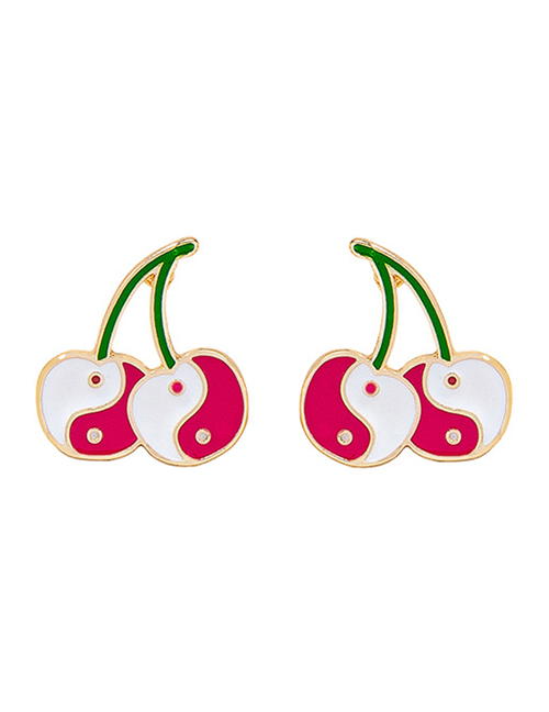 Fashion Red Cherry Tai Chi Gossip Earrings