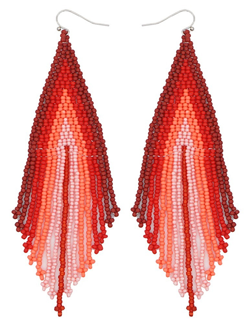 Fashion E Beaded Millet Beads Woven Tassel Earrings