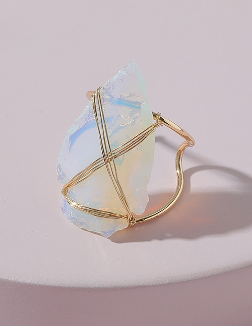 Fashion Golden Acrylic Arrow Shape Opal Ring