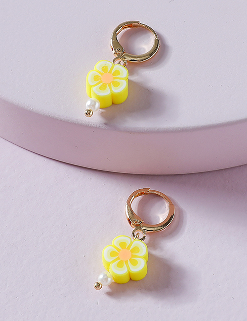 Fashion Yellow Clay Flower Earrings
