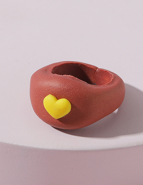 Fashion Brick Red Peach Heart Soft Clay Hand Pinch Ring