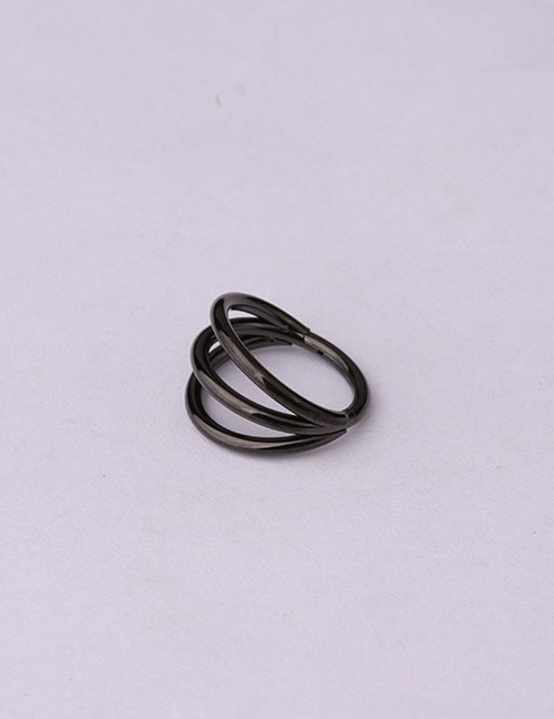 Fashion Black 10mm 316 Stainless Steel Three-layer Closed Loop Pierced Earrings