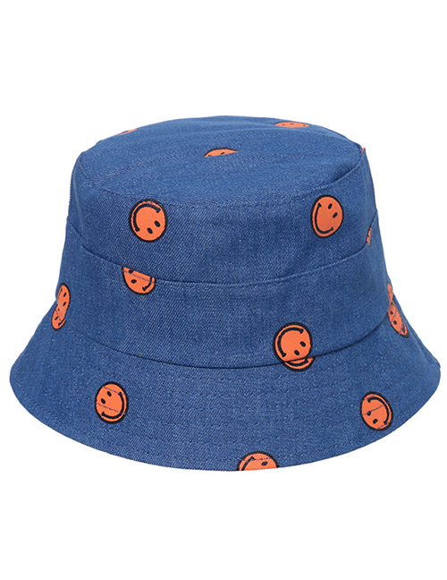 Fashion Orange Sunscreen Smiley Embroidered Denim Fisherman Hat