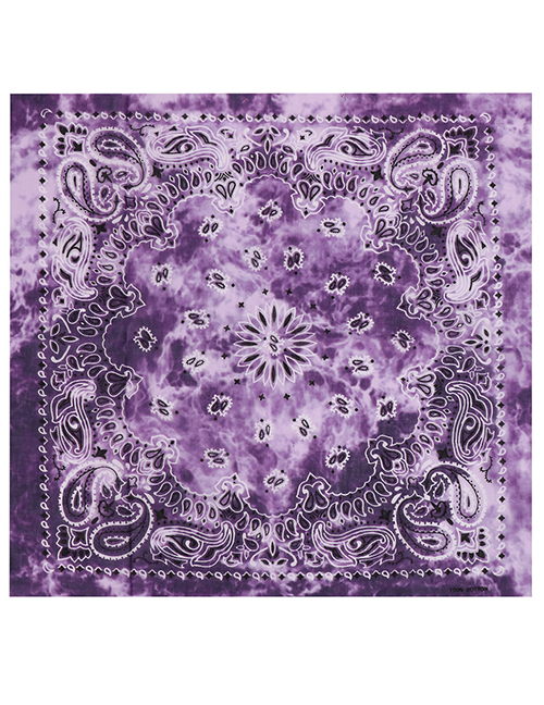 Fashion Tie Dye Deep Purple Printed Gradient Tie-dye Cotton Scarf