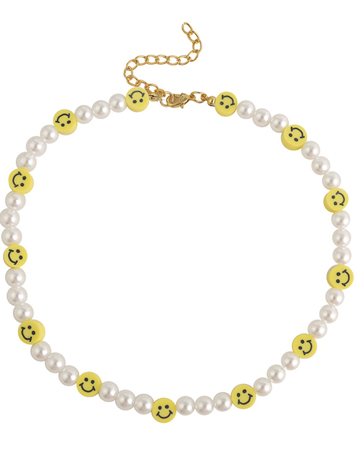 Fashion Smiley Colorful Clay Pearl Beaded Necklace