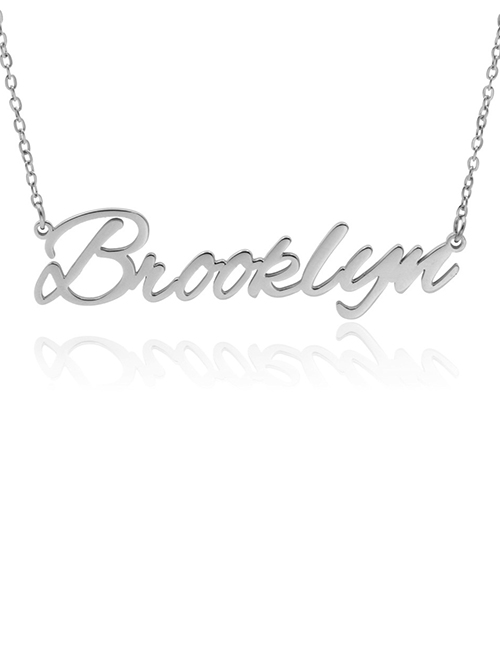Fashion Brooklyne-silver Stainless Steel English Letter Necklace