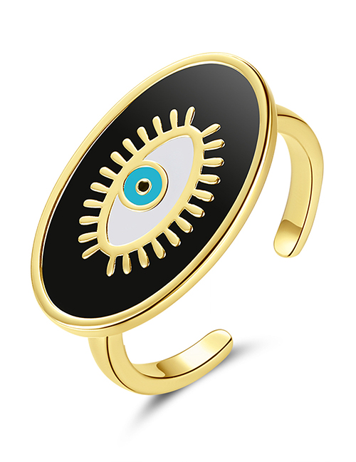 Fashion Black S925 Sterling Silver Open Eye Ring