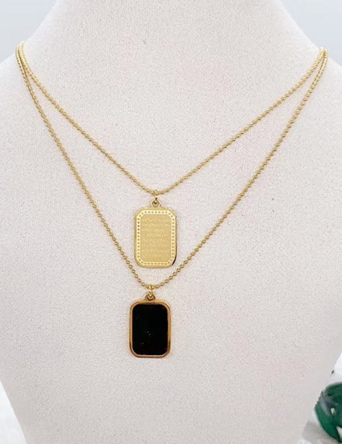 Fashion Golden Round Bead Love Letter Black Label Necklace