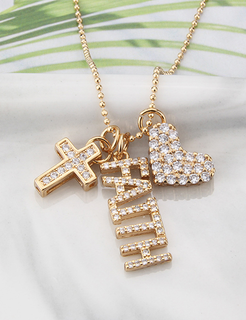 Fashion 6-faith Gold Heart Inlaid With Zirconium Virgin Mary Necklace